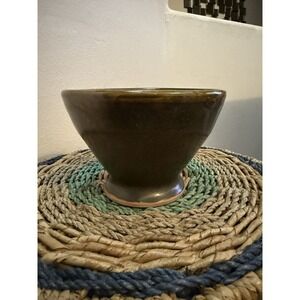 "Jennifer D" Handcrafted Stoneware Pottery Bowl, Brown Glazed Finish 4" Tall